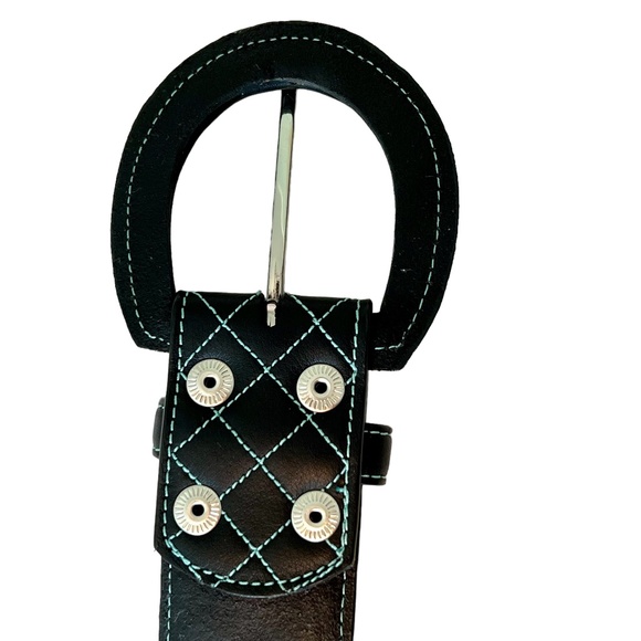 Noble Outfitters Equestrian Classic Quilted Belt Black w/Blue Stitching  sz XL main image 4